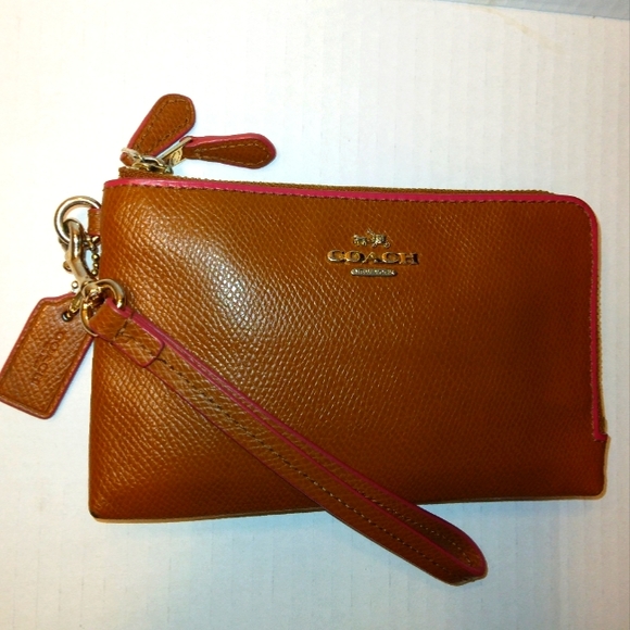 EUC☆COACH☆Edgepaint Crossgrain Leather Large Double Zip Clutch Wristlet~Rare - Picture 4 of 16